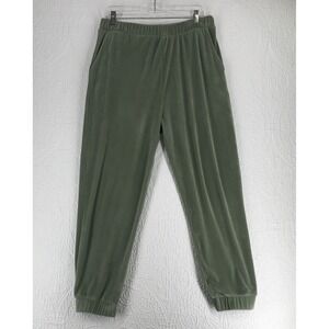 Suzette Velour Sweat Pants Size XL Elastic Waist and Hem Green